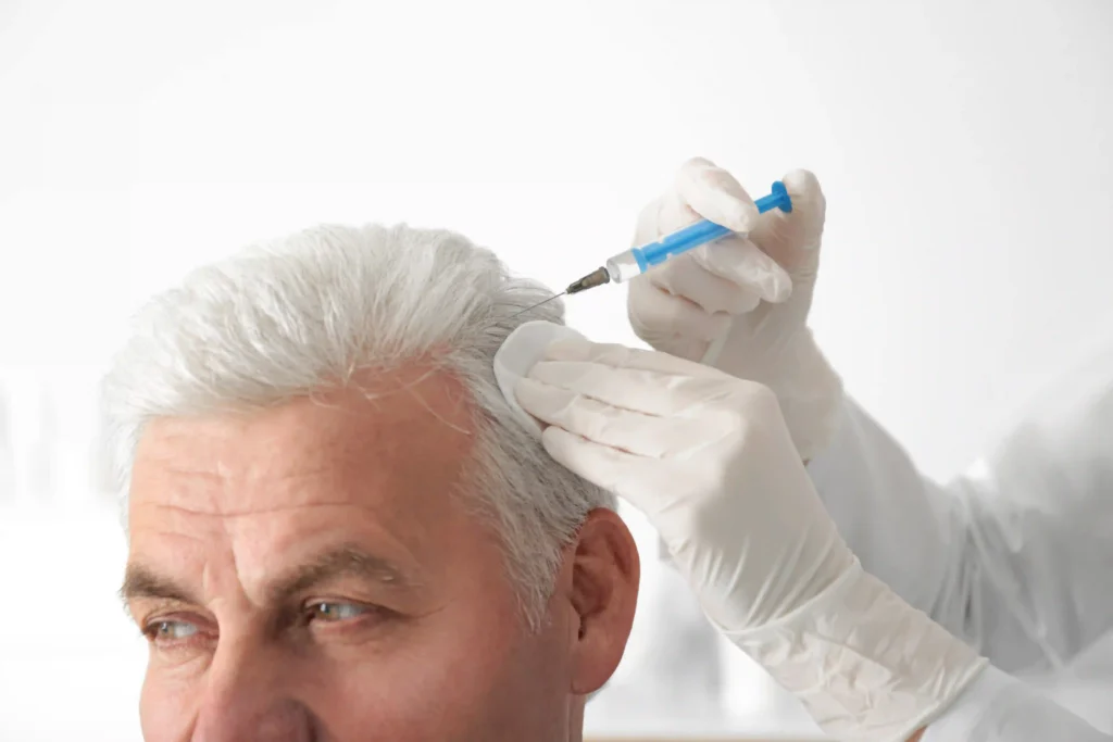 Mature man receives scalp injection for hair growt 2026 03 18 17 46 36 utc